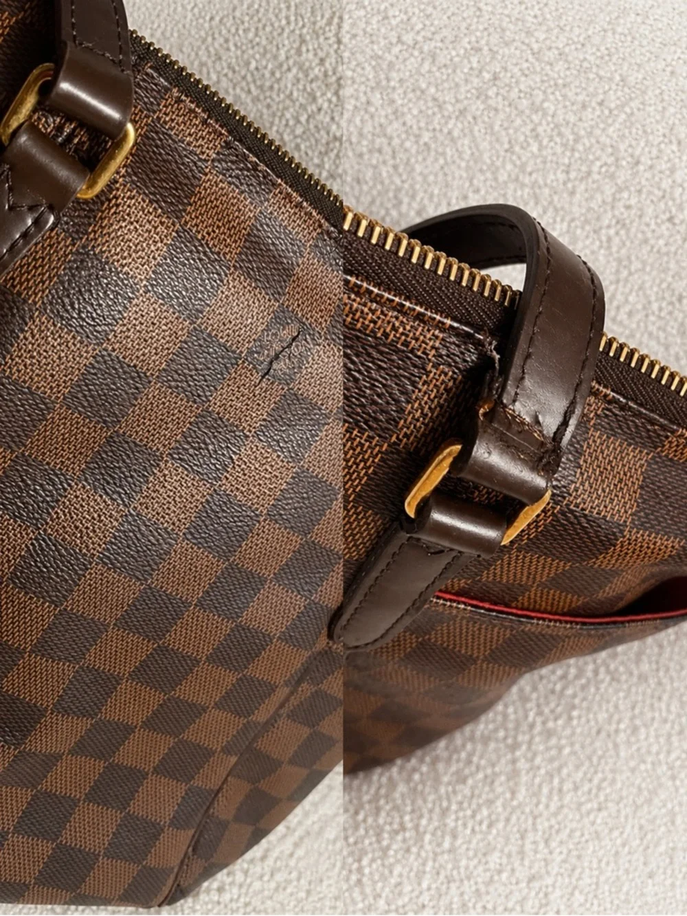 Louis Vuitton Damier Ebene Totally MM Shoulder Tote Bag